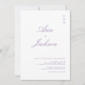 Invitation Mariage code QR moderne calligraphie violet lilac (Devant)