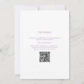 Invitation Mariage code QR moderne calligraphie violet lilac (Dos)