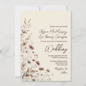 Invitation Mariage Code QR Moderne de Fleurs Sauvages Boho &  (Devant)