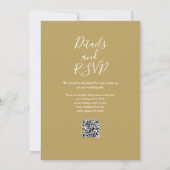 Invitation Mariage Code QR Moderne Élégant Script Doré (Dos)
