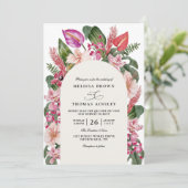 Invitation Mariage Code QR Moderne Feuille de Palmier Tropica (Debout devant)