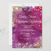 Invitation Mariage code QR Moderne Magenta Prune Or (Devant)