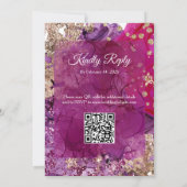 Invitation Mariage code QR Moderne Magenta Prune Or (Dos)