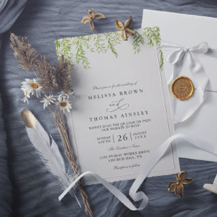 Invitation Mariage Code QR Moderne Rustique de Verdure d'Arbr
