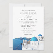 Invitation Mariage Code QR Moderne Santorin Grèce Aquarelle (Devant)