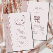 Mariage Code QR Monogramme Blush Or Rose