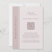 Invitation Mariage Code QR Monogramme Blush Or Rose (Dos)