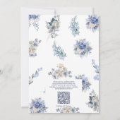 Invitation Mariage code QR monogramme de jardin bleu poussiér (Dos)