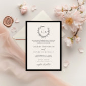 Invitation Mariage code QR monogramme noir et blanc classique