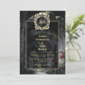 Invitation Mariage Code QR Monogramme Tout En Un Ruines Gothi (Debout devant)