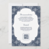 Invitation Mariage Code QR Nœud Coquette Dentelle Blanche Ble (Dos)