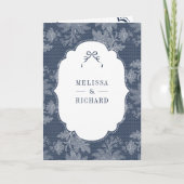 Invitation Mariage Code QR Nœud Coquette Dentelle Blanche Ble (Devant)