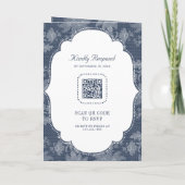 Invitation Mariage Code QR Nœud Coquette Dentelle Blanche Ble (Dos)