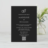 Invitation Mariage Code Qr Noir Anneaux Dessinés à la Main Mi (Debout devant)
