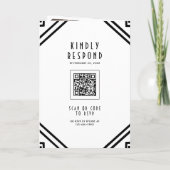 Invitation Mariage code QR noir et blanc Art déco géométrique (Dos)