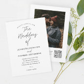 Invitation Mariage code QR noir et blanc Script Moderne 