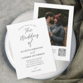Invitation Mariage code QR noir et blanc Script Moderne