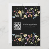 Invitation Mariage Code QR Noir Fleur Sauvage Simple Rustique (Dos)