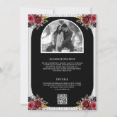 Invitation Mariage Code QR Noir Roses Couple de Squelettes Go (Dos)