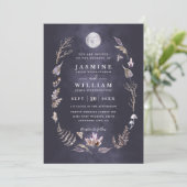 Invitation Mariage Code QR Nuit de Lune Rustique Forêt de Cri (Debout devant)