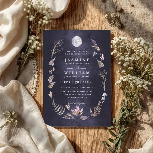 Invitation Mariage Code QR Nuit de Lune Rustique Forêt de Cri