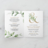 Invitation Mariage Code QR Or Ampersand de la Végétation Sage (Intérieur)