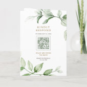 Invitation Mariage Code QR Or Ampersand de la Végétation Sage (Dos)