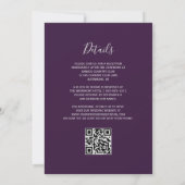 Invitation Mariage Code QR Pailleté Argent Violet Foncé Flora (Dos)