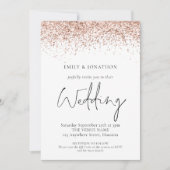 Invitation Mariage Code QR Pailleté Or Rose Élégant (Devant)