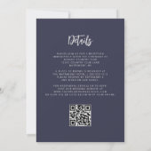 Invitation Mariage Code QR Paillettes Argent Bleu Foncé (Dos)