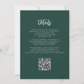 Invitation Mariage Code QR Paillettes Vert Émeraude Argent (Dos)