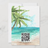 Invitation Mariage code QR palmier plage tropicale aquarelle (Dos)