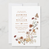 Invitation Mariage code QR papillon floral fleur sauvage Boho (Devant)