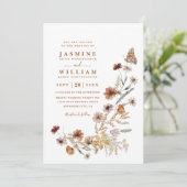 Invitation Mariage code QR papillon floral fleur sauvage Boho (Debout devant)