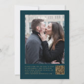 Invitation Mariage Code QR Photo Agate Or Bleu Sarcelle (Dos)