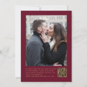 Invitation Mariage Code QR Photo Agate Or Bordeaux (Dos)