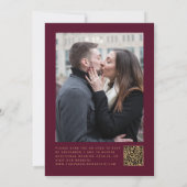 Invitation Mariage Code QR Photo Agate Or Bourguignon (Dos)