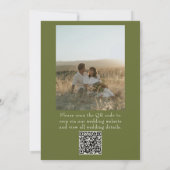 Invitation Mariage Code QR Photo Argent Olive Vintage (Dos)