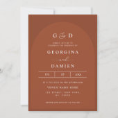 Invitation Mariage code QR photo Boho Coriandre en terre cuit (Devant)