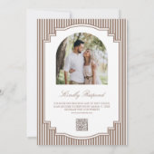 Invitation Mariage Code QR Photo Brun Rayé Mocha Classique (Dos)