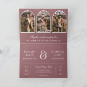 Invitation Mariage code QR photo d'arch minimal Rose poussiér (Intérieur)