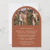 Invitation Mariage Code QR Photo d'Arche en Terracotta Modern (Devant)