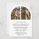 Invitation Mariage Code QR Photo d'Arche Noir et Blanc Modern (Devant)