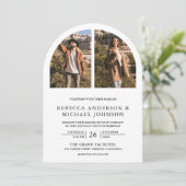 Invitation Mariage Code QR Photo d'Arche Noir et Blanc Modern (Debout devant)