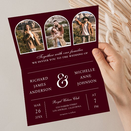 Invitation Mariage code QR photo d'archive minimale de Bourgo