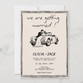 Invitation Mariage Code QR Photo Dessiné à la Main Mariage (Devant)