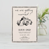 Invitation Mariage Code QR Photo Dessiné à la Main Mariage (Debout devant)
