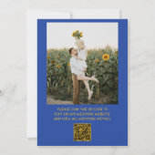 Invitation Mariage Code QR Photo Écrit à la Main Jaune Bleu (Dos)