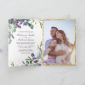 Invitation Mariage Code QR Photo Eucalyptus Lavande Rustique (Intérieur)