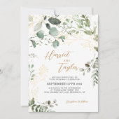 Invitation Mariage Code QR Photo Eucalyptus Verdure Or (Devant)